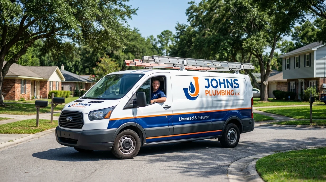 Johns Plumbing LLC service van in East Jordan, MI