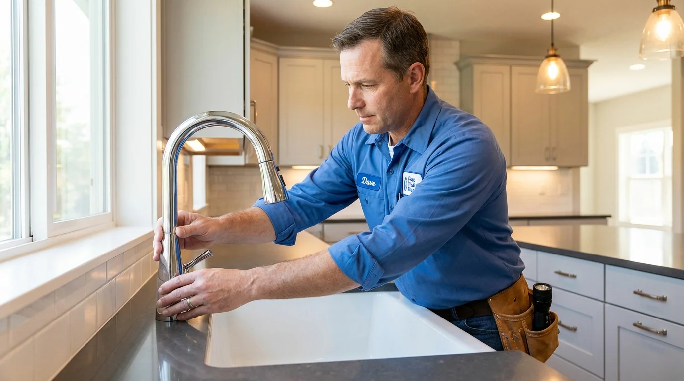 Kitchen faucet installation by Johns Plumbing LLC in East Jordan